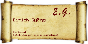Eirich György névjegykártya